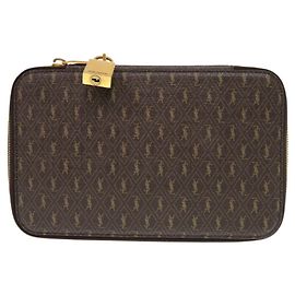 Custodia per gioielli in tela monogramma Yves Saint Laurent Marrone