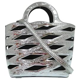 Balenciaga-Balenciaga Neo Basket Shoulder Bag-Silvery