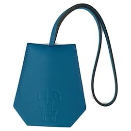 Hermès-Hermes Blue Swift Leather Key Chain-Blue