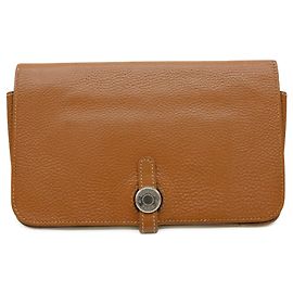 Hermès Cartera Larga Dogon GM en Cuero Togo Hermes Castaño