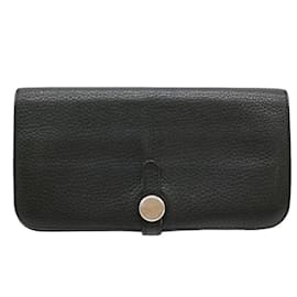Hermès-Hermes Dogon Long Wallet in Black Togo Leather-Black