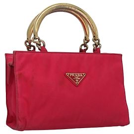 PRADA Sac à main en nylon rose Auth 109805 Rose