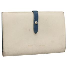 Céline CELINE Large Strap Wallet Leather White Auth ar13263 White