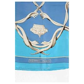Hermès-Carré en soie-Bleu