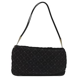 Autre Marque-BOTTEGA VENETA Shoulder Bag Cotton Black Auth 115101-Black