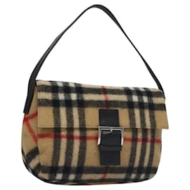 Autre Marque-Burberrys Nova Check Blue Label Shoulder Bag Brown Black Silver Auth BA357-Brown,Black,Silvery