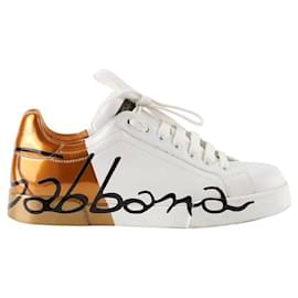 Dolce & Gabbana-Leather sneakers-White