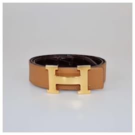 Hermès-HERMES Belts T.cm  Leather-Dark red