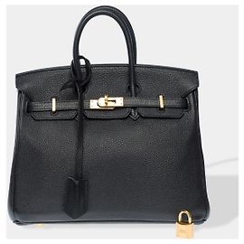 Hermès HERMES Birkin 25 Bag in Black Leather - 102568 Black