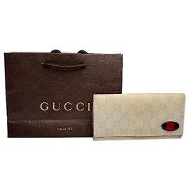 Vintage Gucci Monogram Leather Wallet White White