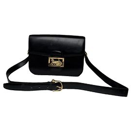 Céline Bolsa de couro preta Celine Paris Triomphe vintage Preto