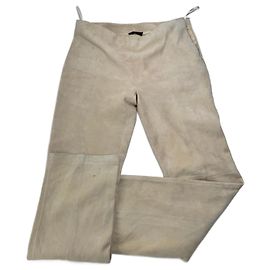 Calças de couro nappa bege Loewe Madrid vintage 38/M Bege