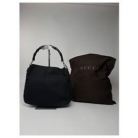 Borsa a mano vintage Gucci in bambù nero Nero