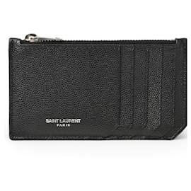Yves Saint Laurent-Yves Saint Laurent Black Leather Card Case-Black