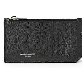 Yves Saint Laurent-Yves Saint Laurent Black Leather Card Case-Black
