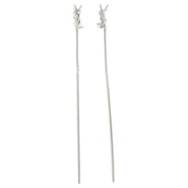 Yves Saint Laurent-Yves Saint Laurent Silver Drop Earrings-Silvery