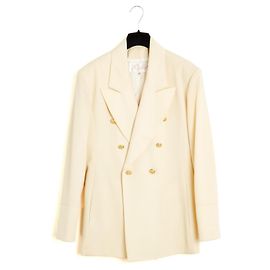 Chloé 1985s Karl Lagerfeld Jacket FR42 Ecru Wool Blazer UK14 US12 Chloe Cream
