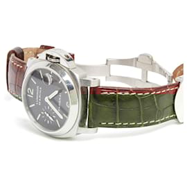 Panerai-Panerai Luminor Marina 1048 Waterproof Automatic Steel Leather Watch-Silvery