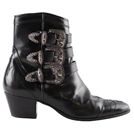 The Kooples Black leather western boots Black