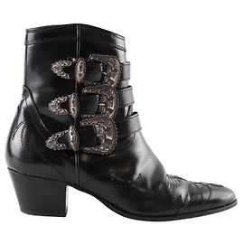 The Kooples Botas western de cuero negro Negro