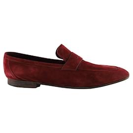 Berluti-Suede loafers-Dark red
