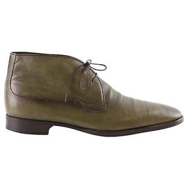 Berluti Khaki leather boots Khaki