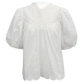 Ulla Johnson-Ulla Johnson White Cowrie Eyelet Aviana Top-White