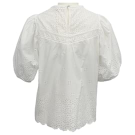 Ulla Johnson-Ulla Johnson White Cowrie Eyelet Aviana Top-White