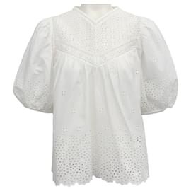 Ulla Johnson-Ulla Johnson White Cowrie Eyelet Aviana Top-White