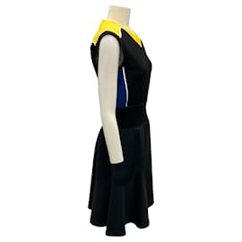 Louis Vuitton-Louis Vuitton Black / Yellow / Blue Ribbed Waist Sleeveless Dress-Black
