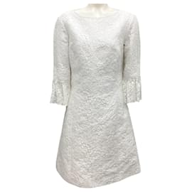 Autre Marque-Michael Kors Collection Optic White Spring 2017 Jacquard Lace Cocktail Dress-White
