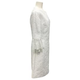 Autre Marque-Michael Kors Collection Optic White Spring 2017 Jacquard Lace Cocktail Dress-White