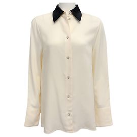 Blusa bicolor Ecru / Negra Jil Sander Crudo