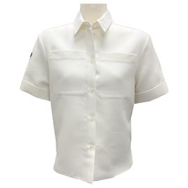 Camisa de algodón de botones de manga corta impresa Off-White Christian Dior Blanco