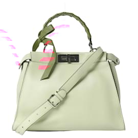 Fendi-Fendi Peekaboo Regular Leather 2Way Handbag in Powder Beige 8BN290-Beige