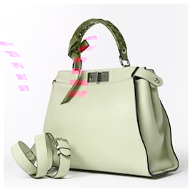 Fendi-Fendi Peekaboo Regular Leather 2Way Handbag in Powder Beige 8BN290-Beige