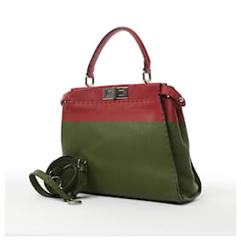 Fendi-Fendi Peekaboo Regular Selleria Leather 2way Handbag in Red 8BN226-Red