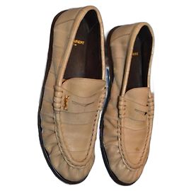 Saint Laurent MOCASSINI CASSANDRE 37.5 IN ANGUILLA IVORY Beige