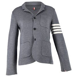Thom Browne 4-Bar Knit Blazer in Grey Wool Grey