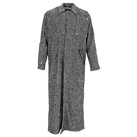 Off White Off-White Herringbone Midi Coat in Grey Wool Grey