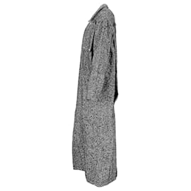 Off White-Off-White Herringbone Midi Coat in Grey Wool-Grey