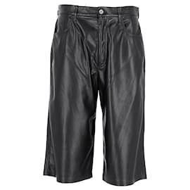 Nanushka- Nanushka Bermuda Shorts in Black Leather-Black