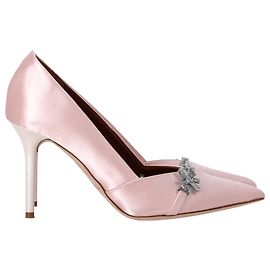 Autre Marque Malone Soulier Embellished Pointed Pumps in Light Pink Satin Pink