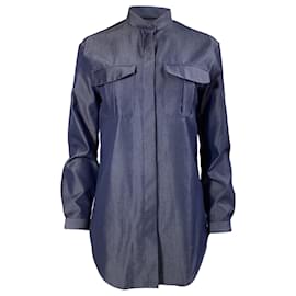 Giorgio Armani-Giorgio Armani Button Down Shirt in Blue Virgin Wool-Blue