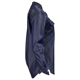 Giorgio Armani-Giorgio Armani Button Down Shirt in Blue Virgin Wool-Blue