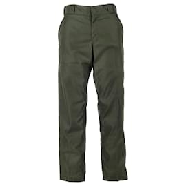 Calças de nylon verde com logo triangular Prada Verde Verde oliva