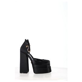 Pompes à plateforme Versace Medusa Aevitas 155 en satin noir Noir