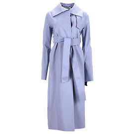 Jil Sander Secured Button Belted Trench Coat in Purple Cotton Purple