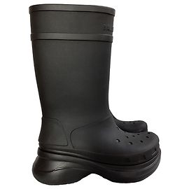 Stivali a metà polpaccio Balenciaga x Crocs in gomma nera Nero