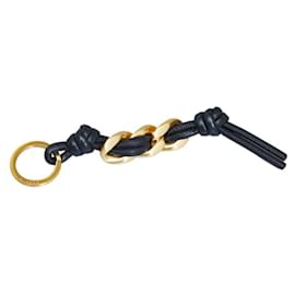Bottega Veneta-Bottega Veneta Chain Key Holder Ring-Black,Golden